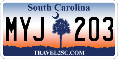 SC license plate MYJ203
