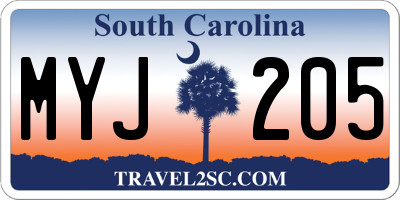 SC license plate MYJ205