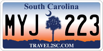 SC license plate MYJ223