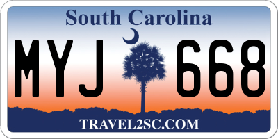 SC license plate MYJ668