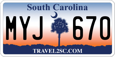 SC license plate MYJ670