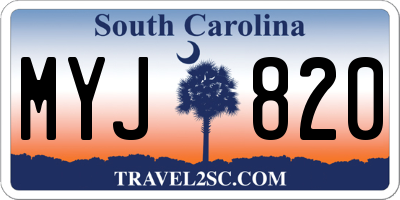 SC license plate MYJ820