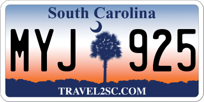 SC license plate MYJ925