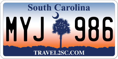 SC license plate MYJ986