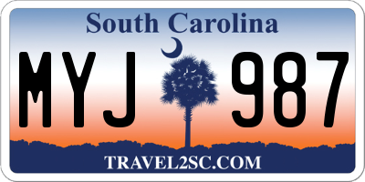 SC license plate MYJ987