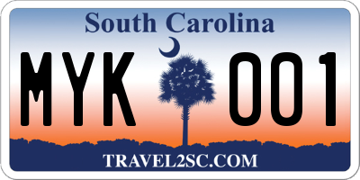 SC license plate MYK001