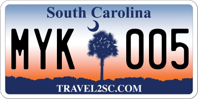 SC license plate MYK005