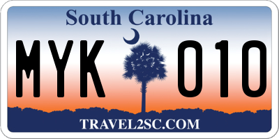 SC license plate MYK010