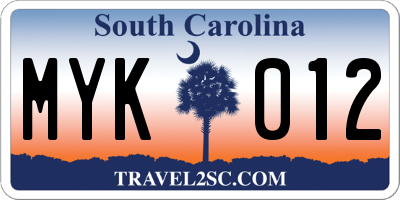 SC license plate MYK012