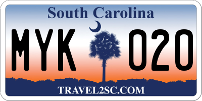 SC license plate MYK020