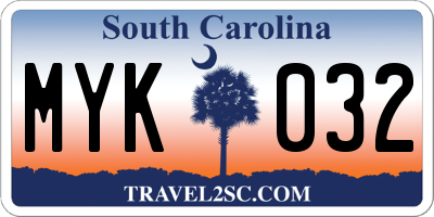 SC license plate MYK032