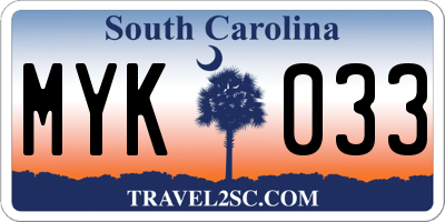 SC license plate MYK033
