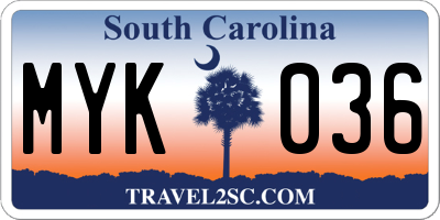 SC license plate MYK036