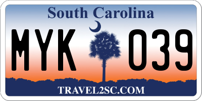 SC license plate MYK039