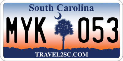 SC license plate MYK053