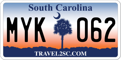 SC license plate MYK062