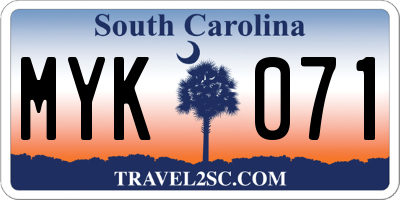 SC license plate MYK071