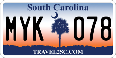SC license plate MYK078