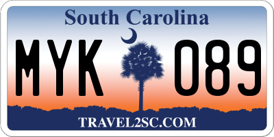 SC license plate MYK089