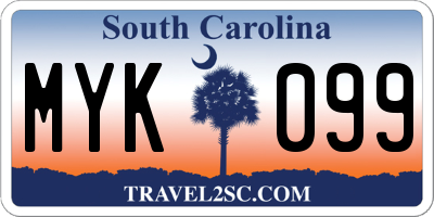 SC license plate MYK099