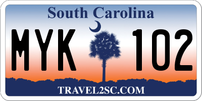 SC license plate MYK102