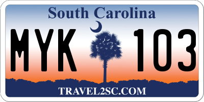 SC license plate MYK103