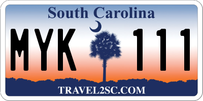 SC license plate MYK111
