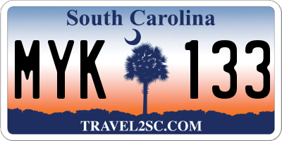 SC license plate MYK133