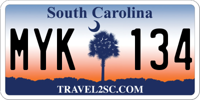 SC license plate MYK134