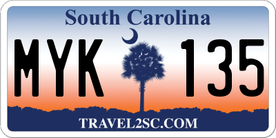 SC license plate MYK135