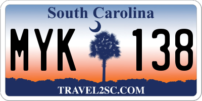 SC license plate MYK138