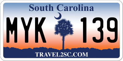 SC license plate MYK139