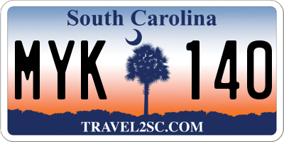 SC license plate MYK140