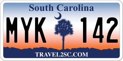 SC license plate MYK142