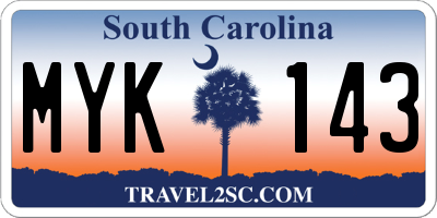SC license plate MYK143
