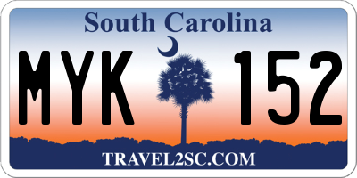 SC license plate MYK152