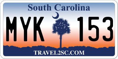SC license plate MYK153