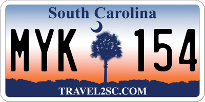 SC license plate MYK154
