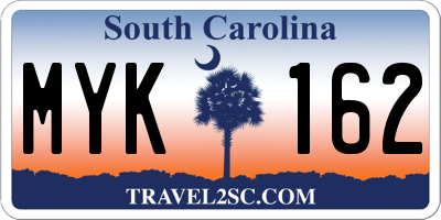 SC license plate MYK162