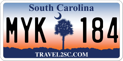 SC license plate MYK184