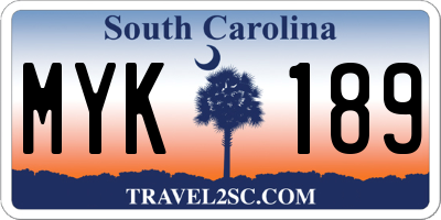 SC license plate MYK189