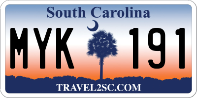 SC license plate MYK191
