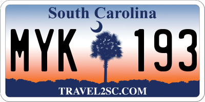 SC license plate MYK193