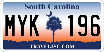 SC license plate MYK196