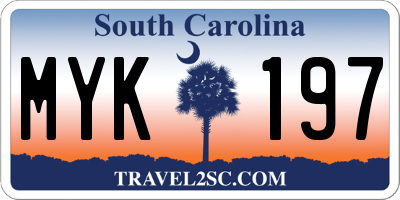 SC license plate MYK197