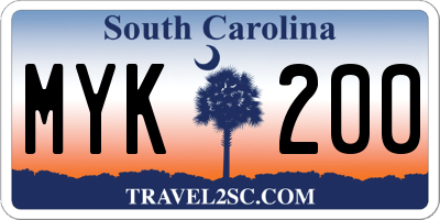 SC license plate MYK200