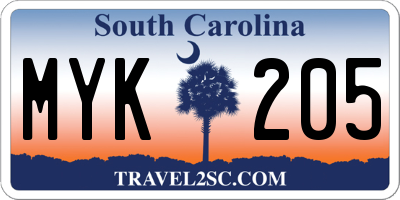 SC license plate MYK205