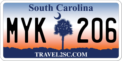 SC license plate MYK206