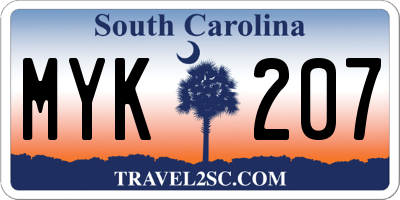 SC license plate MYK207