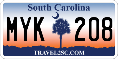 SC license plate MYK208